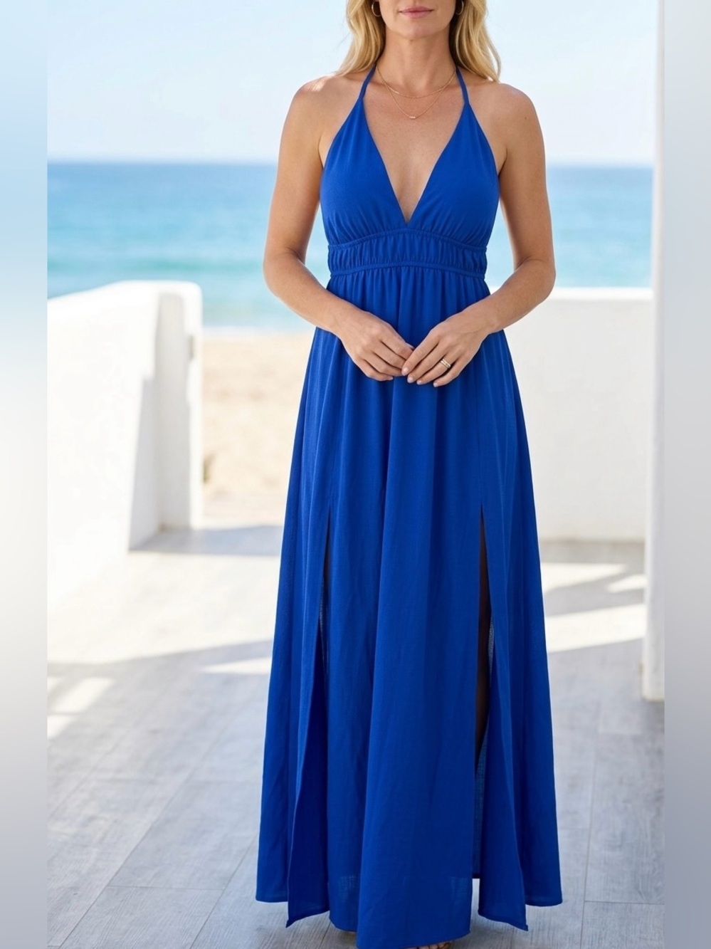 SHEIN Royal Blue Halter Maxi Dress – Size XXS (Like New)